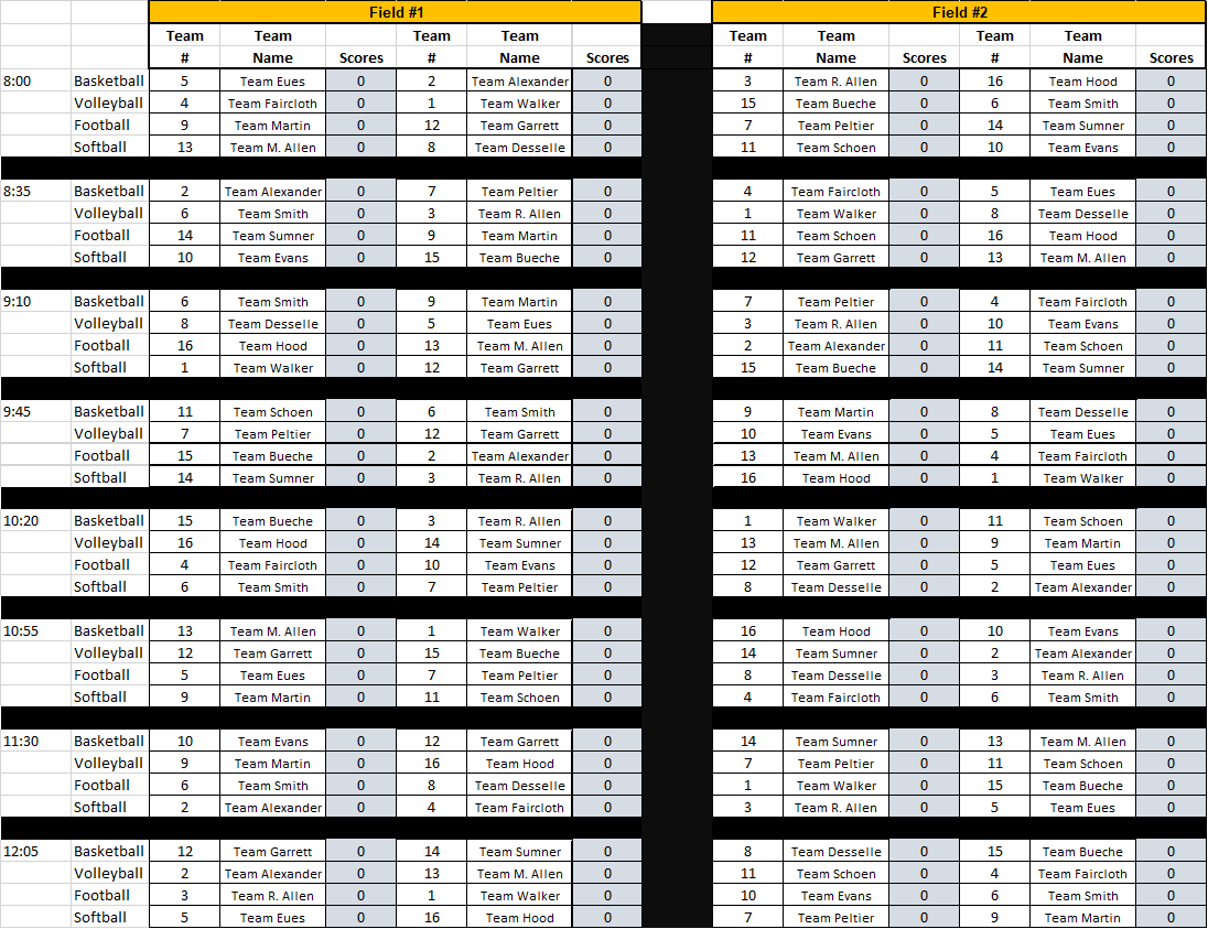 6v6 Schedule 6v6 Schedule